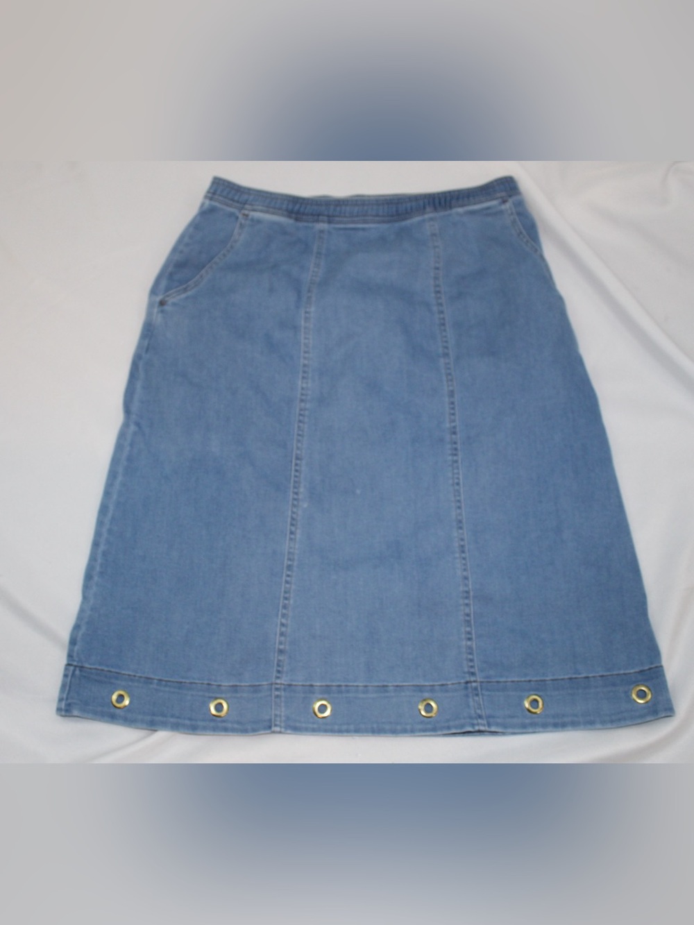 Denim & Co. Women's Skirt Sz L Denim Midi Blue